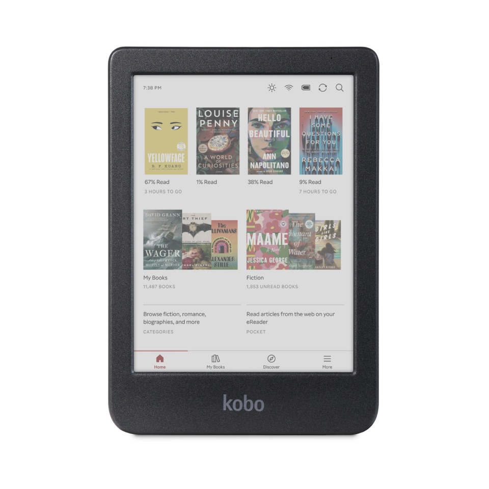 Kobo Clara Colour (noire), visuel produit officiel de face.